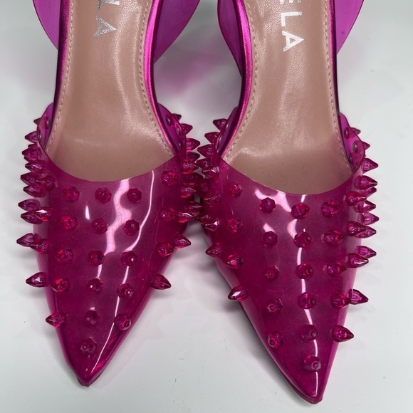 Carvela Lapis  Hot Pink See through Spiked Heels size 36 - Picture 6 of 7